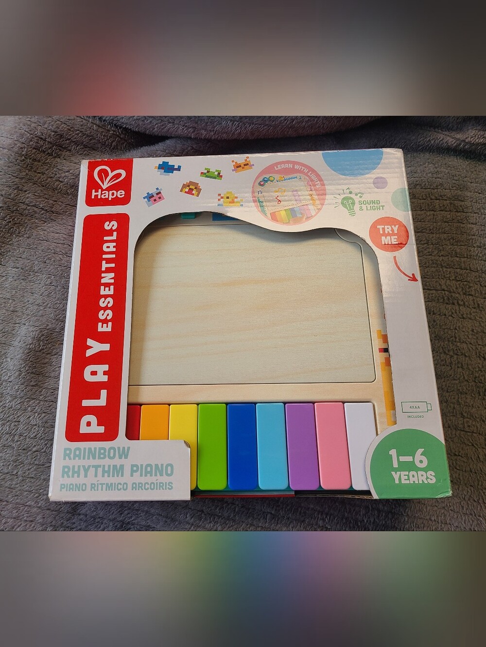 NEW Hape Rainbow Rhythm Piano toy: learn colors, animals, and melodies